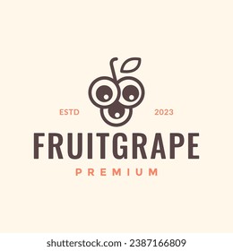 fruit grape circle minimal simple style line hipster vintage logo design vector icon illustration