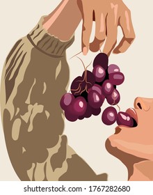 ilustración marrón de la mano de la fruta