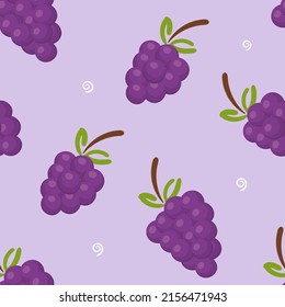 ilustración de uva de fruta cartoon vector patrón sin soldadura.