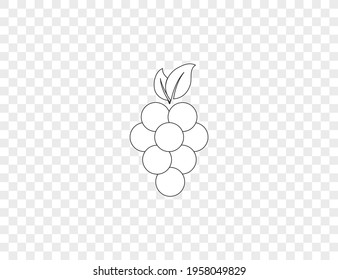 Fruit, grapes icon on transparent background. Vector illustration.
