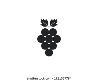 Fruta, ícono de uvas sobre fondo blanco. Ilustración vectorial.