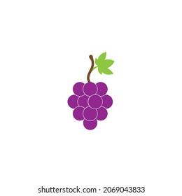 Fruta, plantilla de diseño de ilustraciones vectoriales de iconos de uvas.