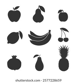 Fruit graphic icons set. Signs fruit isolated on white background. Vector illustration