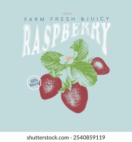 Gráficos de frutas, frutas orgánicas de frambuesa, natural fresco, De Italia a París, diseño gráfico de camisetas para niñas, diseño gráfico de Vector para mujeres, diseño de moda de alimentos para el diseño de camisetas