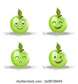 fruit green apple mascot cartoon vector