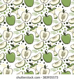 fruit green apple vector seamless pattern dots