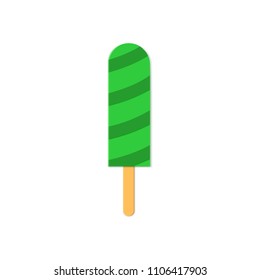 Fruit green Ice Cream on stick in trandy paper cut style. Craft creative ice juice on white background for package design, T-shirt printing. Vector card illustration in papercutting art style.