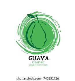 fruit guava graphic element design logo key visual water splash background 
