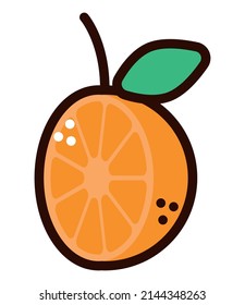 icono del estilo del doodle de media naranja
