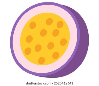 Fruto meio maracujá em desenho animado mão desenhado estilo simples. Cor variável editável