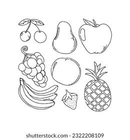 fruit hand drawn doodle illustrations vector set