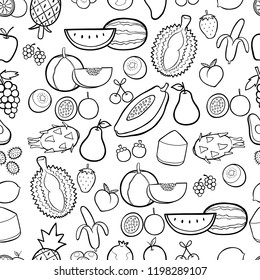 Fruit in hand drawn doodles seamless pattern background