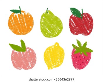 Obst in handgezeichnetem Stil-Set , Zeichnung von Lebensmittelelementen für Design-Menü Etikettenverpackungen . Symbole, Vektorgrafik