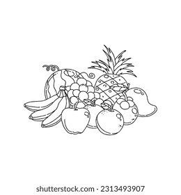 fruit handrawn doodle illustrations vector set
