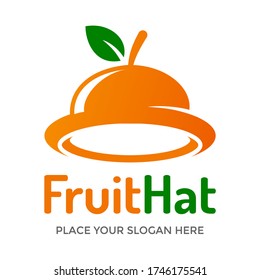 Fruit hat vector logo template. This design use orange symbol. Suitable for farmer or costume.