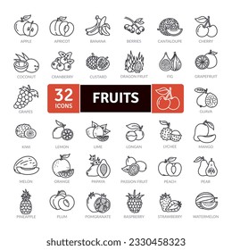 Fruit Healthy eating Thin Line Pack. Vector scalable icons