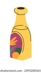 Fruit or herbal healthy and balanced drink for nutrition and dieting. Organic and natural juice product for good well being. Isolated bottle with tasty fruit liquor beverage. Vector in flat style