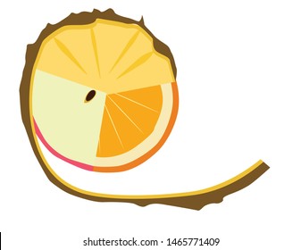 Fruit hybrid between apple, pineapple and orange