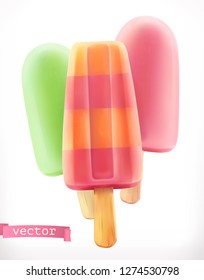 Fruit ice cream. 3d realistic vector icon