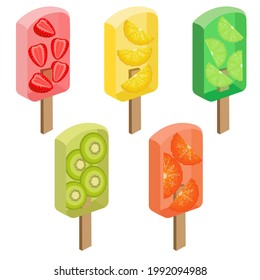 Colección de helados de fruta, ilustración vectorial EPS 10.