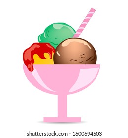Fruit ice cream cup. Vector art