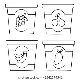 Fruit Ice Cream Cup Vector Icons