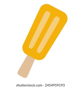 Fruit ice cream, frozen juice on wooden stick, fruity popsicle. Colorful cold summer dessert isolated on white background.