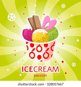 Fruit ice cream illustration