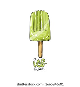Fruit ice cream isolated on a white background. Vector illustration