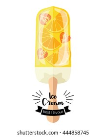 Fruit ice cream isolated on white background. Vector eps 10 format.