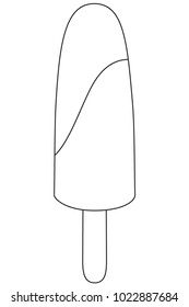 Fruit ice cream popsicle black and white line art icon. Coloring book page for adults and kids. Summer fast food vector illustration for gift card, flyer, certificate banner, logo, patch, sticker