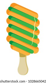 Fruit ice cream popsicle on Wooden Stick. On a transparent background