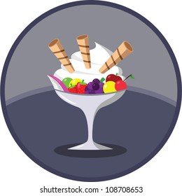 fruit ice cream serve on glass