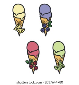 Conjunto de helados de frutas - ilustración vectorial