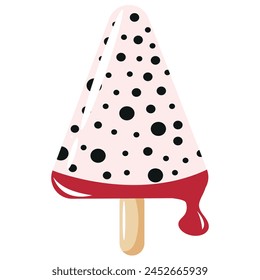 fruit ice cream triangle shape with pitaya design on a stick for packaging, textile or banner