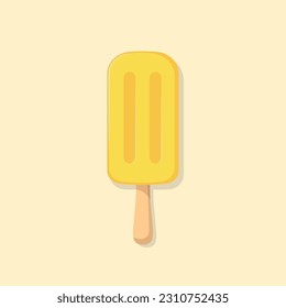 Fruit ice cream vector flat illustration. Yellow eskimo on beige background. Best for textile, wallpapers, cafe decoration, wrapping paper, package and web design.