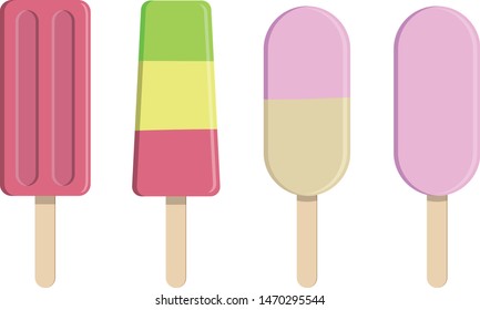 fruit ice cream, white chocolate and strawberry  ice cream, vector illustration
