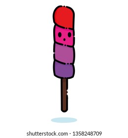 Fruit ice creams with smile, vector