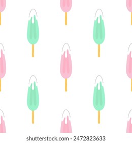 Fruit ice flat vector seamless pattern