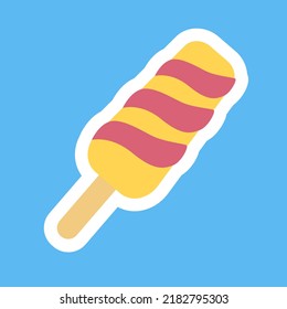 Fruit ice frozen dessert icon sticker, flat design vector illustration