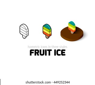 Fruit ice icon, vector symbol in flat, outline and isometric style