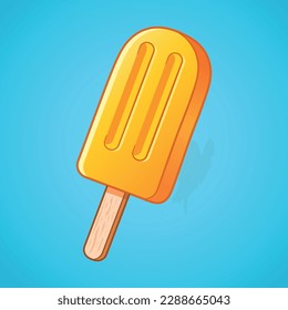 Fruit ice illustration. Orange fruit ice cream on a stick. Hand-drawn vector illustration