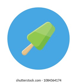 Fruit ice pop, popsicle flat icon isolated on blue background. Simple ice cream in flat style, vector illustration for web and mobile design. Sweets vector illustration.