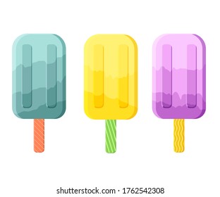 Fruit ice.   It's summer. Vector illustration.Fruit Ice Cream. Cool.  Ice cream on a stick.  Gradient. 