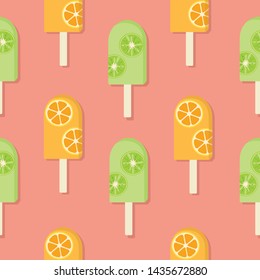 Fruit icecream seamless pattern vector. 