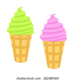 Fruit icecream. Vector ice-cream