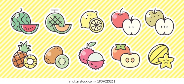 fruit icon 10 set. vector illustration. 