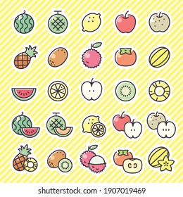 fruit icon 25 set. vector illustration.