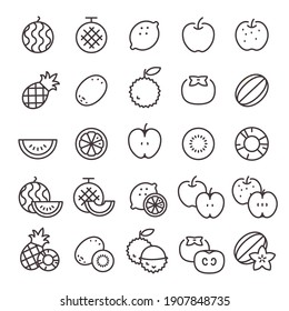 Fruit Icon 25 Set. Vector Illustration.