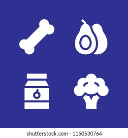 fruit icon. 4 fruit set with avocado, vegetarian, breakfast and snack vector icons for web and mobile app